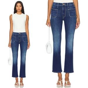 NEW Mother The Patch Pocket Insider Flood High Rise Jeans Mid Blue Wash Size: 27